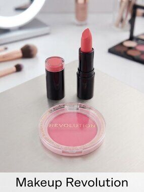 2-Piece Makeup Revolution PINK Lipstick & Blush Set - NWT